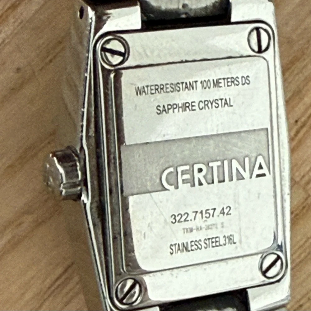 Certina Rare Luxury Designer Ladies Watch Black Dial Stainless Bracelet Hands
